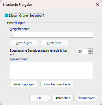 erweiterte Freigabe