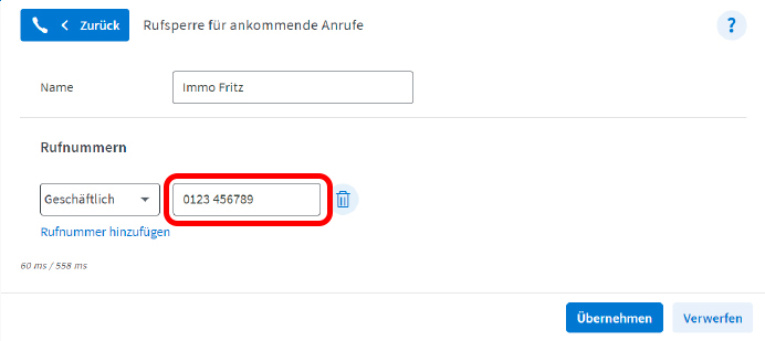 Nummer hinzufügen