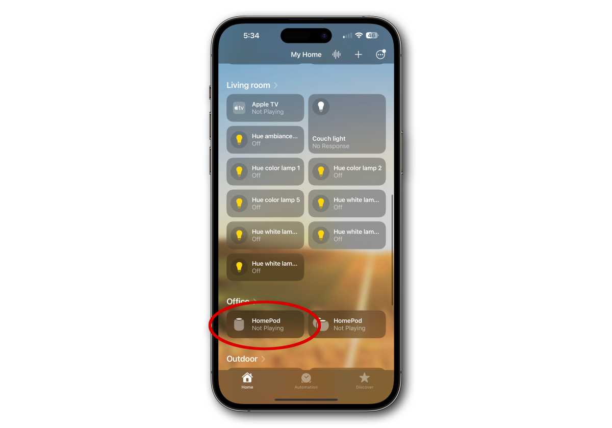 App Casa para configurar el HomePod como detector de presencia de humo