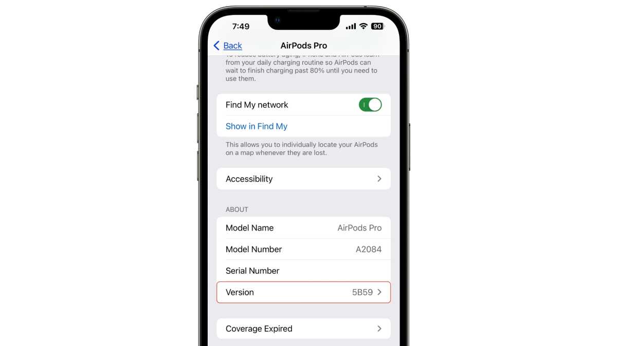 iOS 16 AirPods firmware version