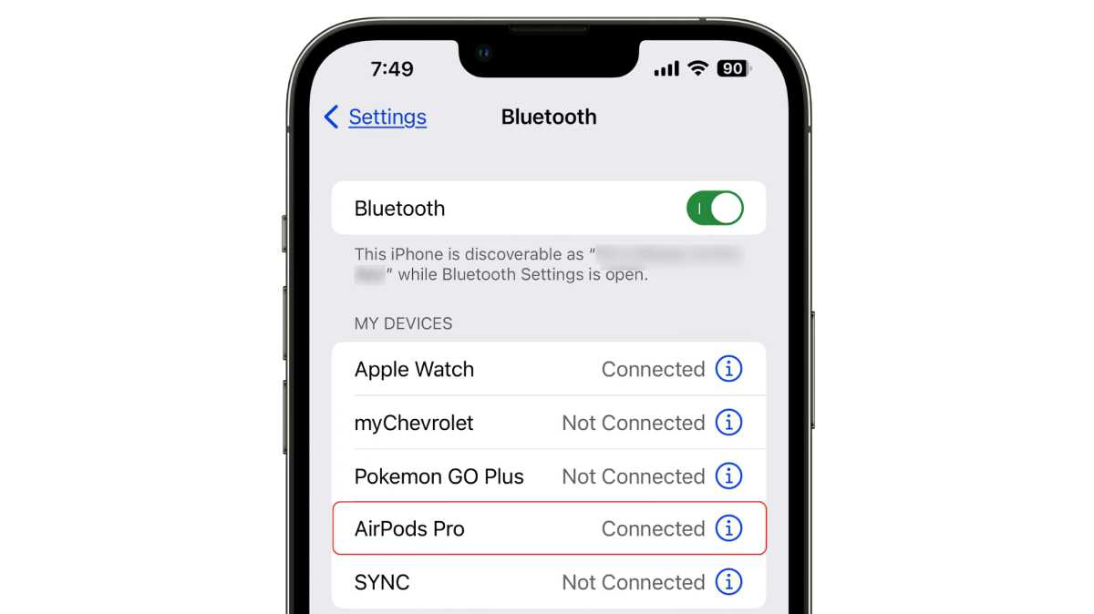 iOS 16 Bluetooth AirPods List