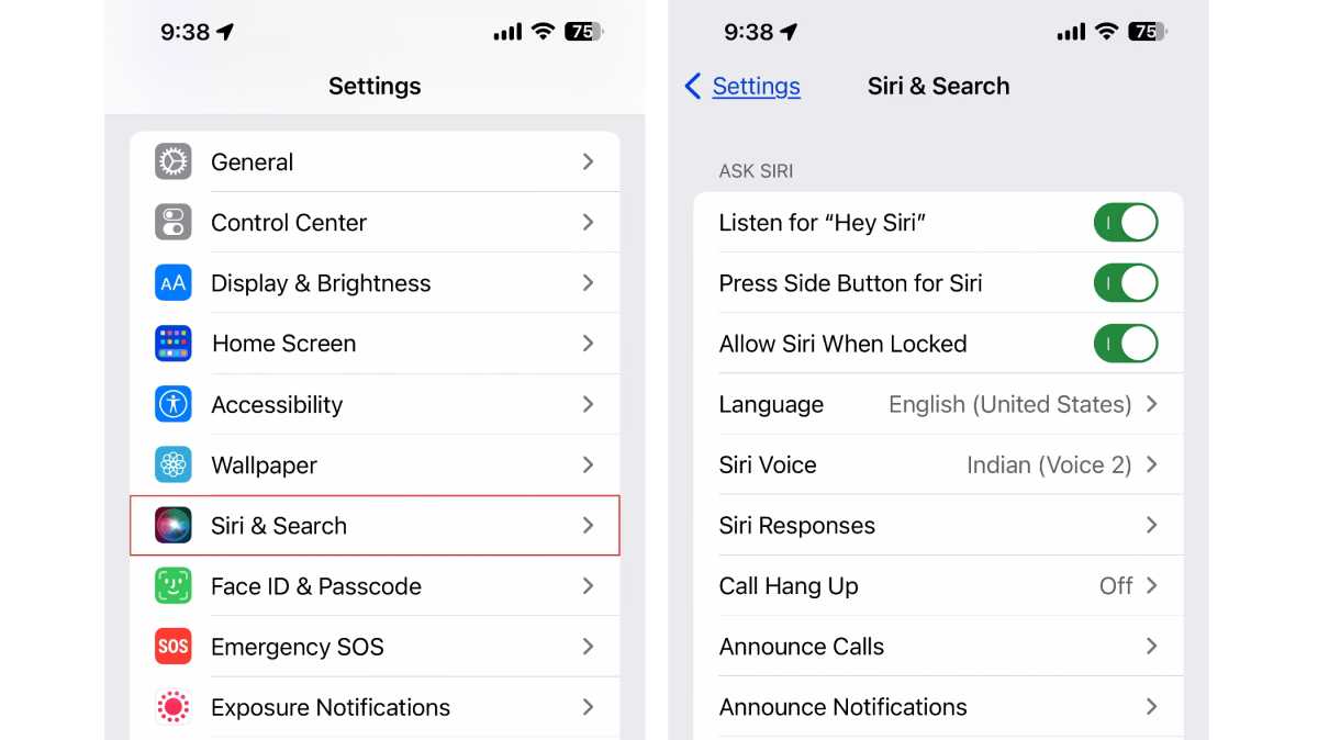 iOS 16 Siri settings
