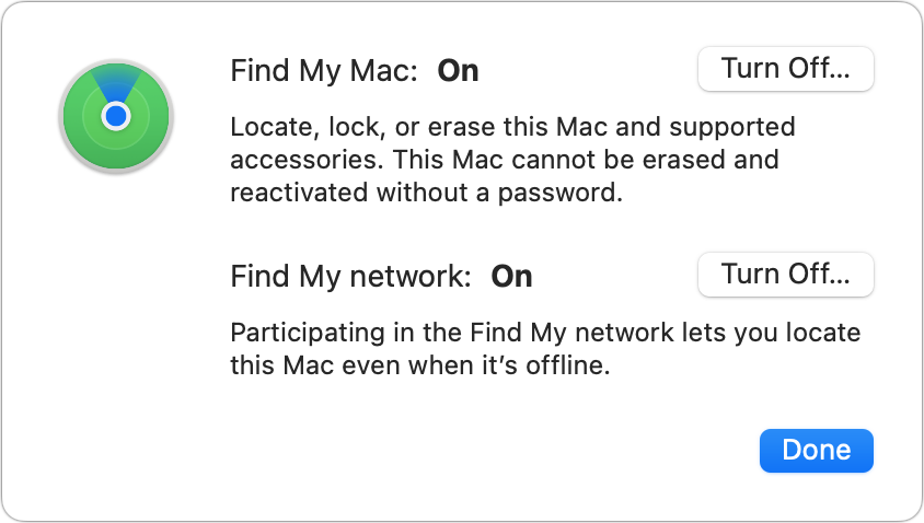 Cara menonaktifkan Lacak sebelum membuat perubahan besar pada akun macOS