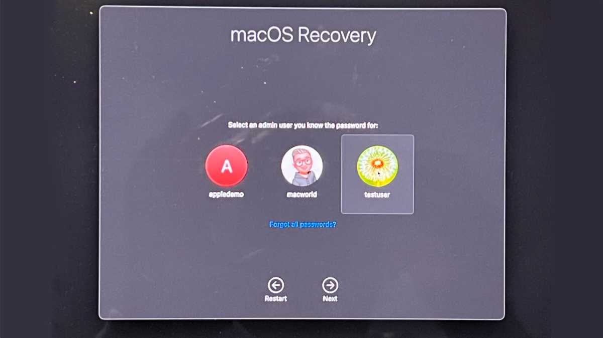 macOS Recovery screen