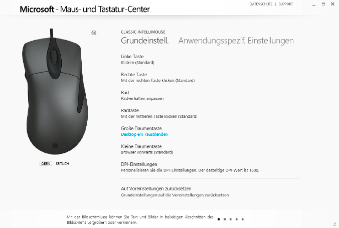 Mit dem Microsoft- Maus- und Tastatur- Center weisen Sie den Tasten Ihrer Maus Funktionen, Makros und Tastenkombinationen zu.