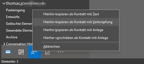 Per Drag & Drop erstellen Sie aus E-Mails sehr schnell Kontakte in Outlook.