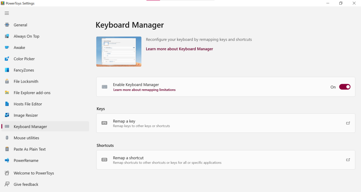 Microsoft PowerToys Keyboard Manager