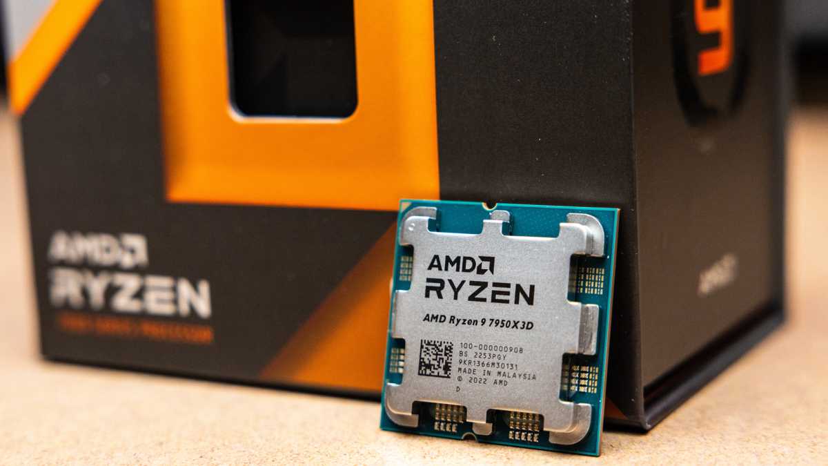 ryzen 9 7950x3d chip and box