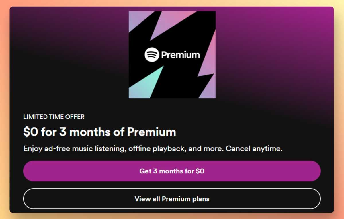 Spotify three-month promo