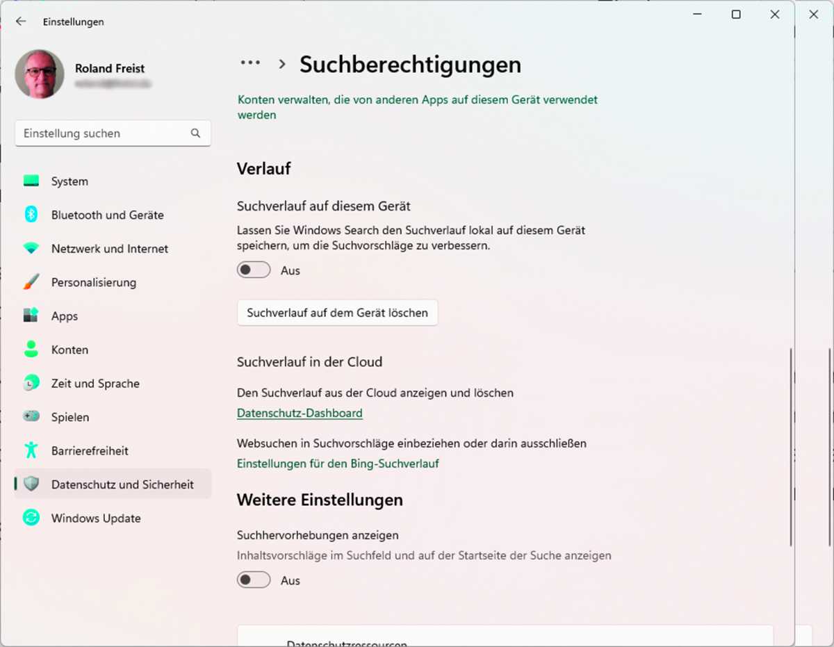 Windows Suchberechtigungen