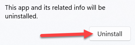 Windows 11 app uninstall confirmation screenshot