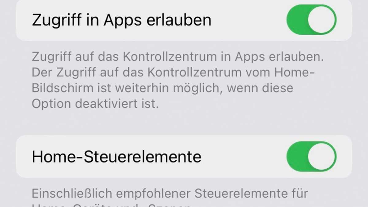 Zugriff in Apps und Home-Steuerelemente