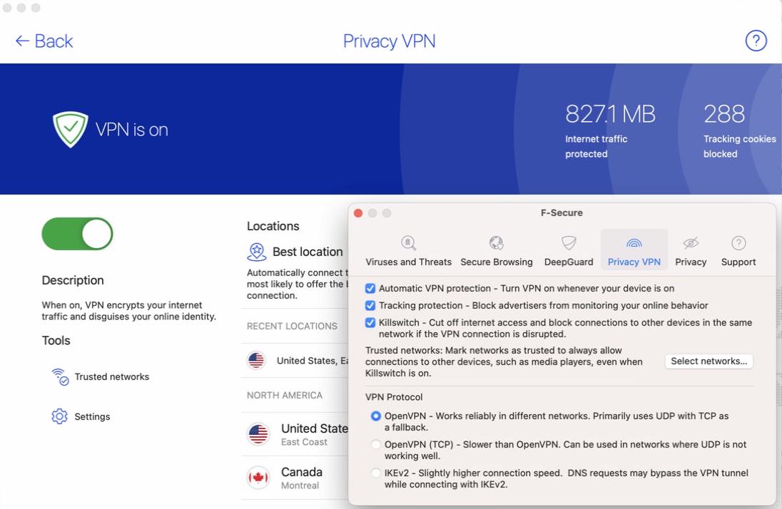 F-Secure Total's VPN is both efficient and flexible