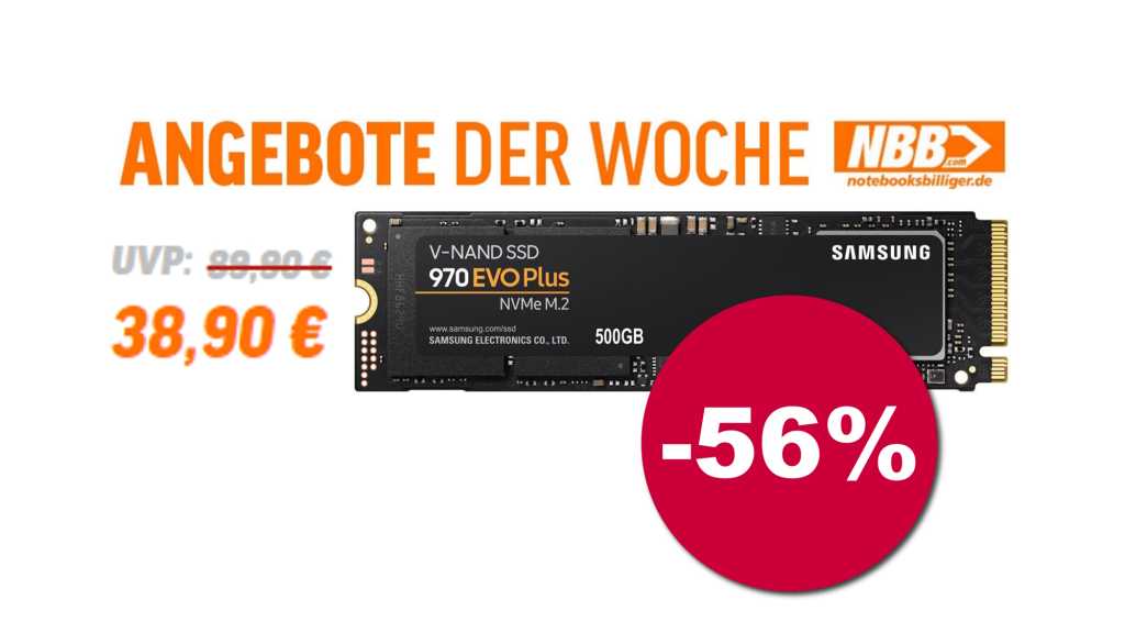 Image: Samsung 970 EVO Plus zum Hammerpreis fÃ¼r nur 38,90 â¬ â 56 % gÃ¼nstiger bei NBB