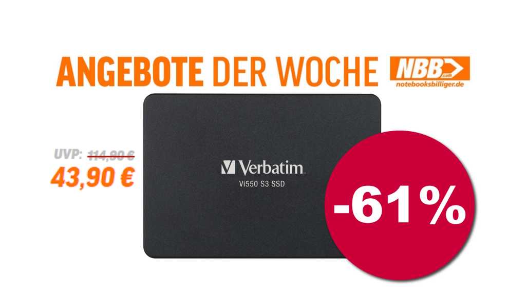Image: SSD mit 1 TB Speicherplatz zum Top-Preis fÃ¼r nur 43,90 â¬ â 61 % gÃ¼nstiger bei NBB