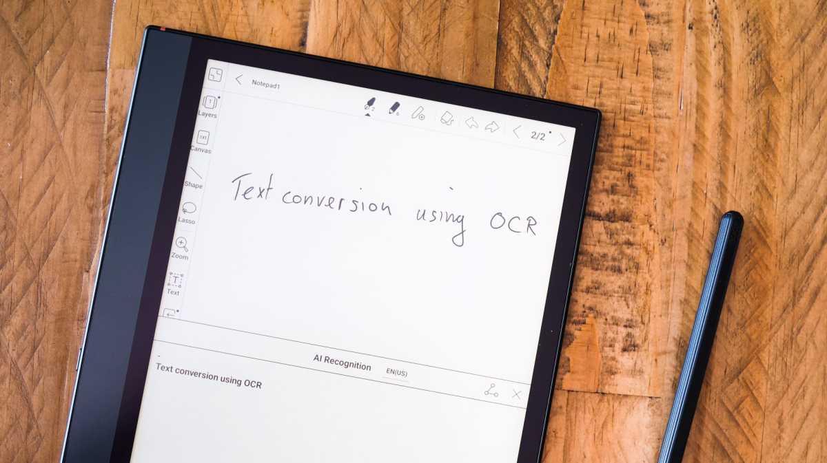 Onyx Boox Note Air 2 Plus conversión de texto a OCR