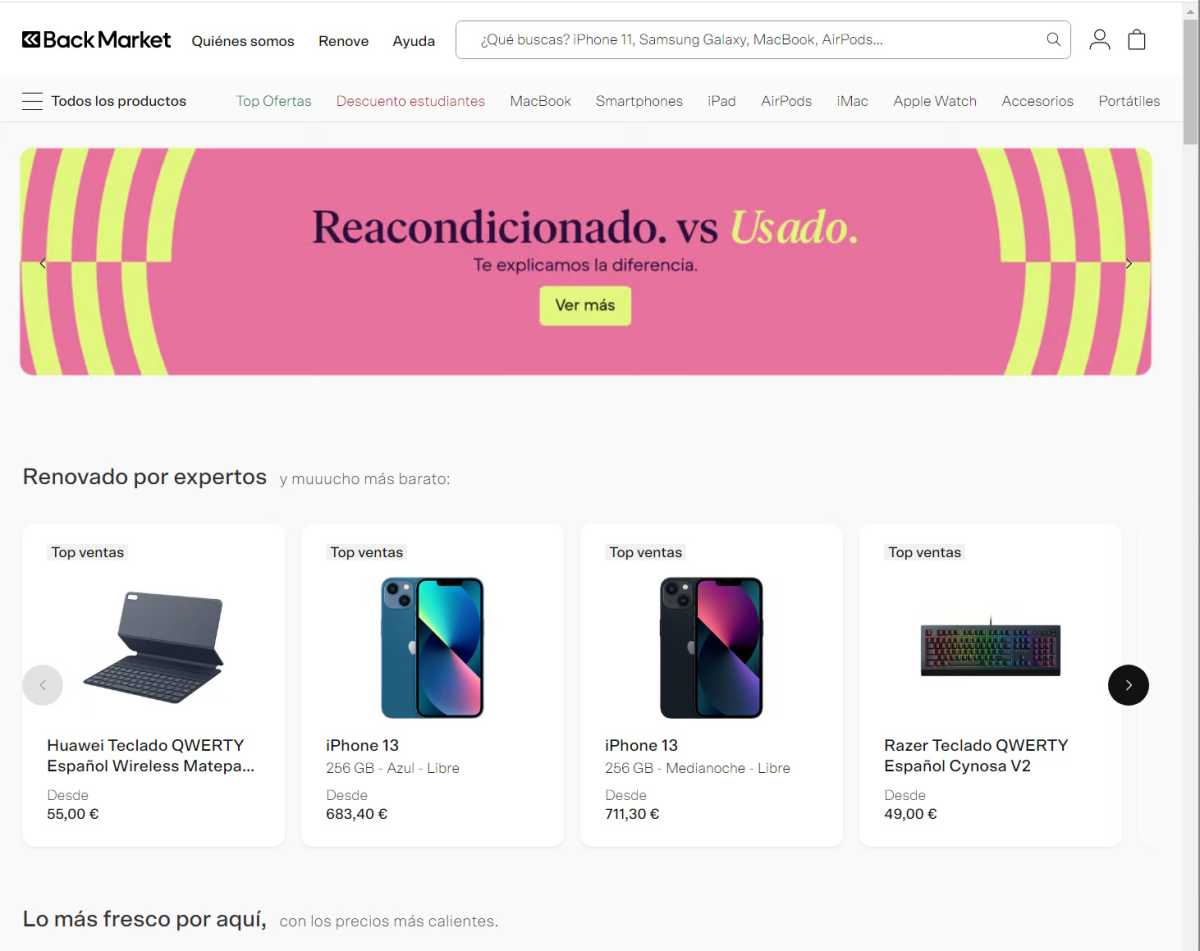 Reacondicionados BackMarket web