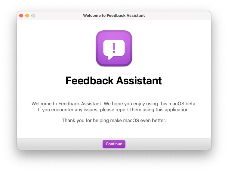 Beta verze aplikace Feedback Assistant