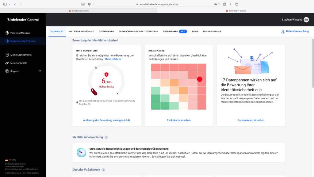 Image: Schutz vor Datendiebstahl: Dark Web Monitoring von Norton und Bitdefender im Test