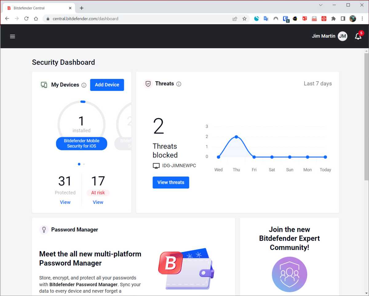 BitDefender Premium Security סקירת האתר המרכזי