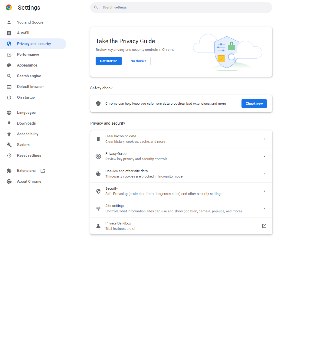 Configuración de cromo