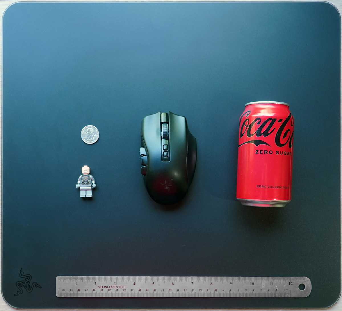 Razer Atlas mouse pad scale with coke can