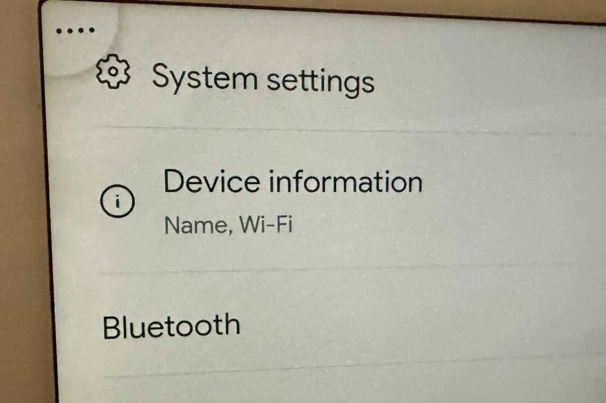 Google Nest Hub device information setting