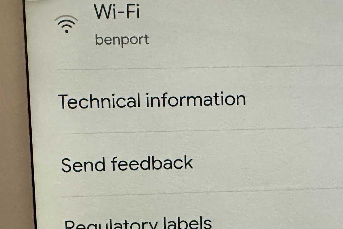 Google Nest Hub technical information setting