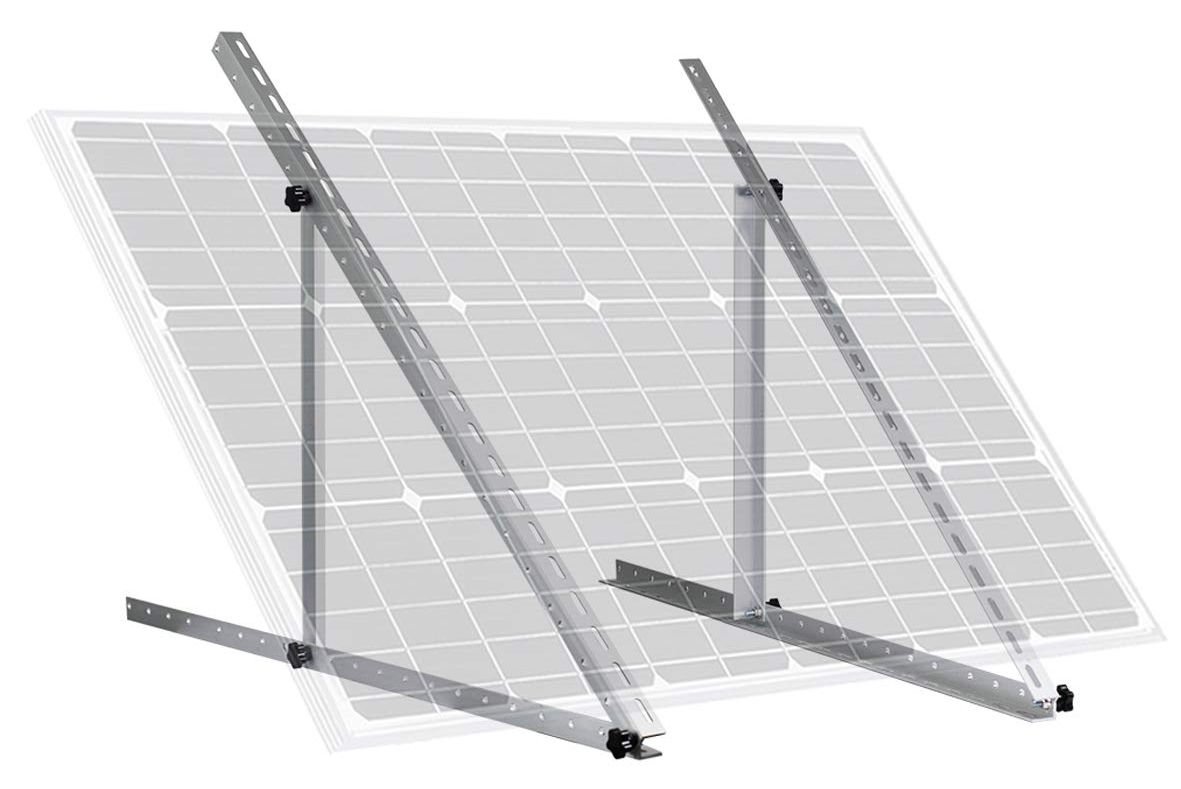 Solche flexiblen Halter bieten viele Befestigungsoptionen inklusive der Möglichkeit, die Solarmodule zu neigen. Das optimiert den Einstrahlwinkel und erhöht die Energieausbeute.