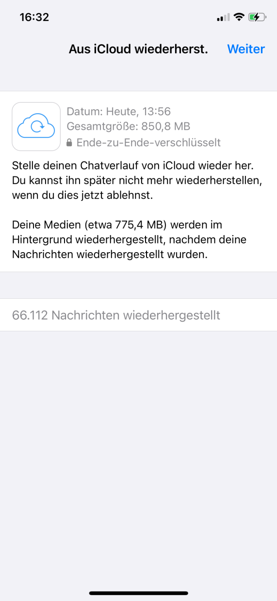 Whatsapp aus dem iCloud-Backup wiederherstellen