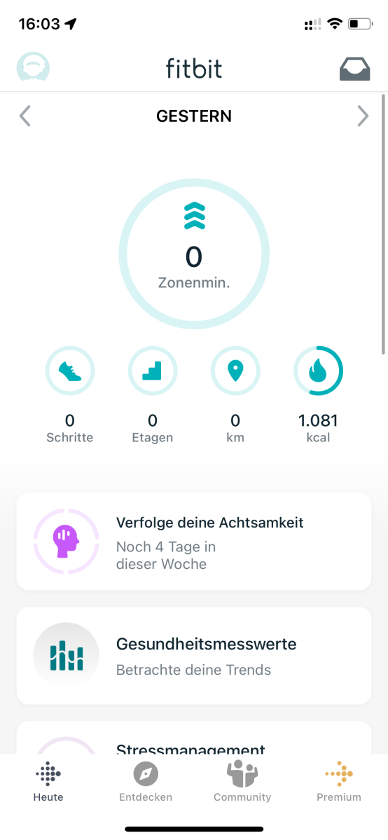 Fitbit gestaltet seine Übersicht des Tages etwas anders als Apple.