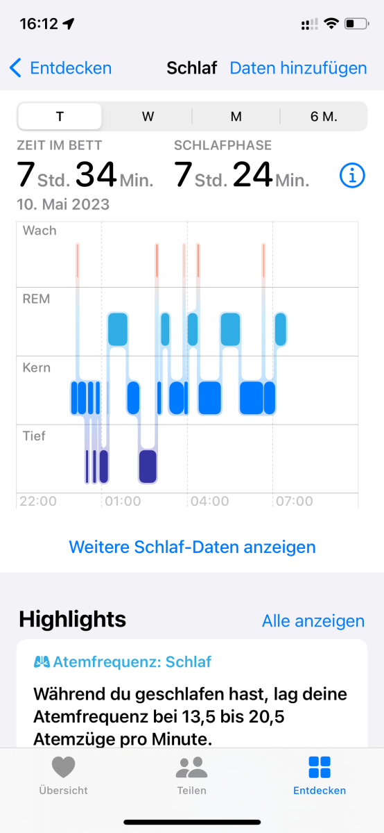 Apple bietet native Schlafauswertung erst seit Kurzem an.