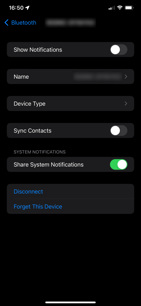 iPhone bluetooth settings for paired Windows 11 PC