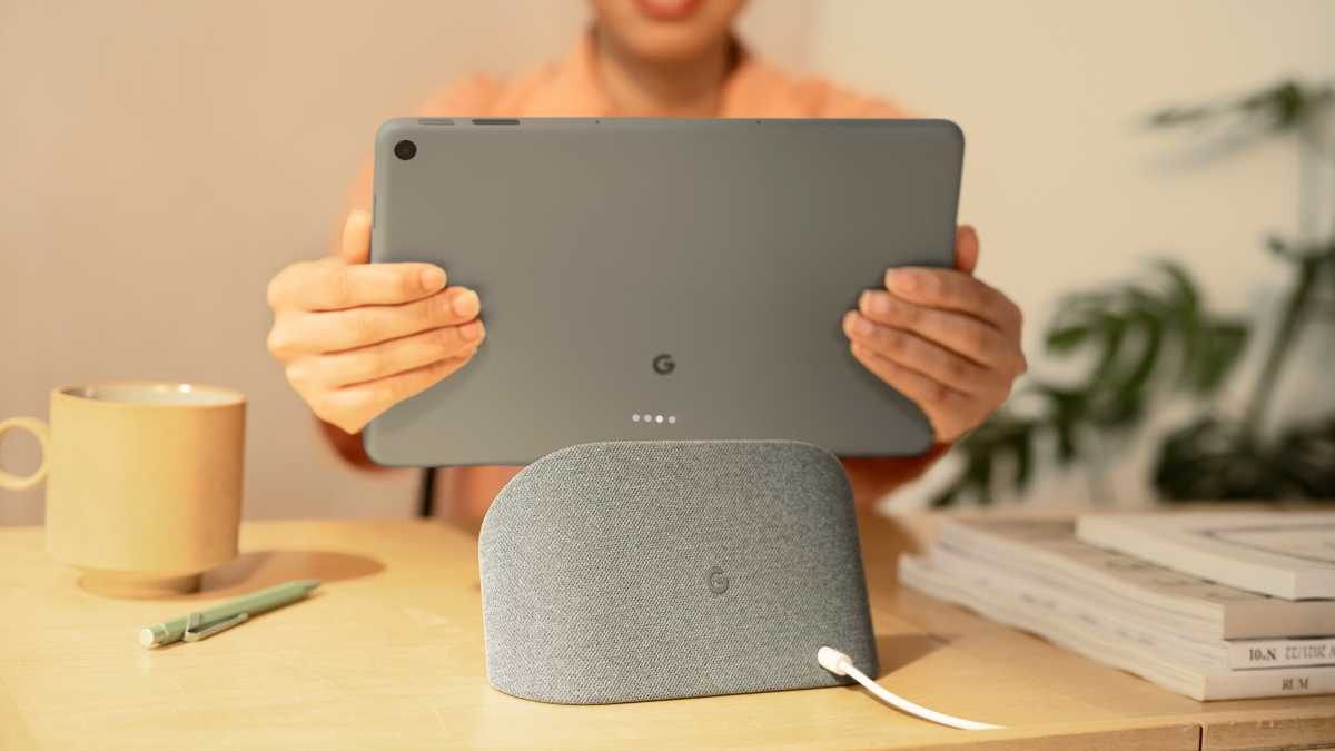 Pixel tablet connected to docking station