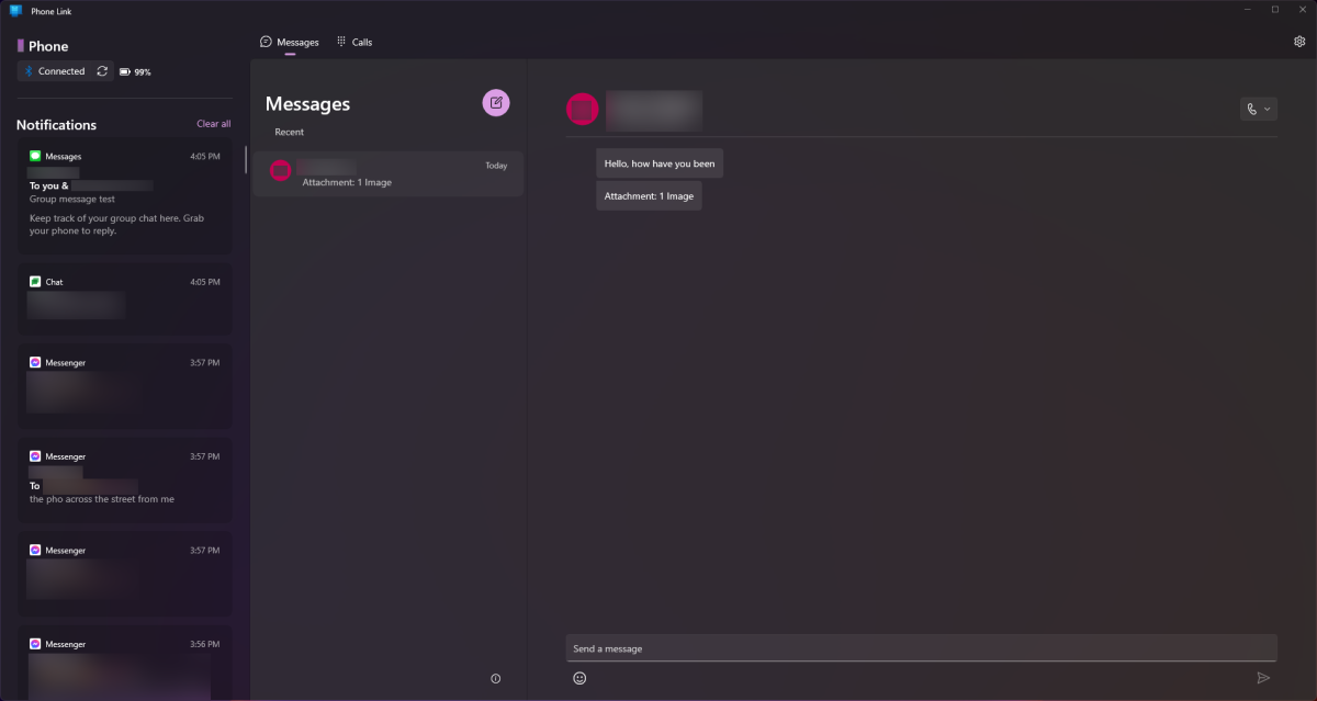 Windows 11 Phone Link paired with iPhone - iMessages