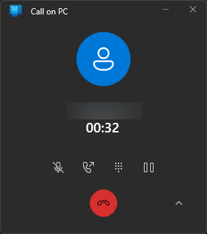 Элементы управления телефонными звонками в Windows 11 Phone Link