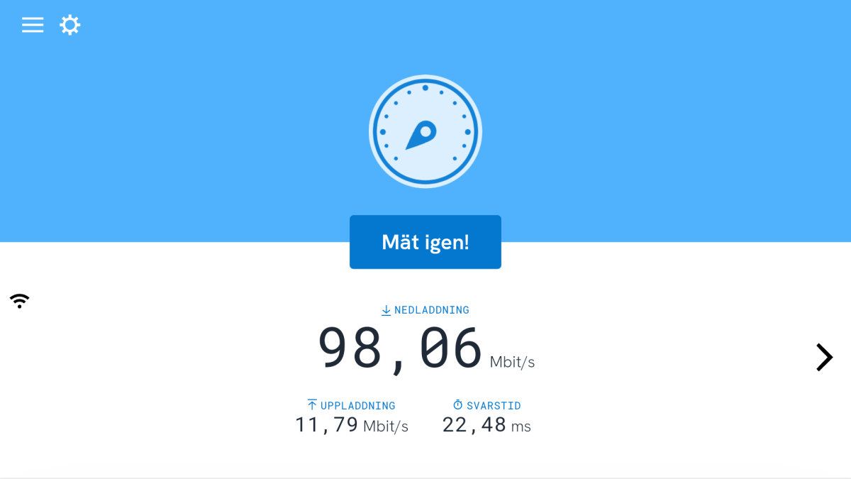 Mätning på Bredbandskollen med Logitech G Cloud