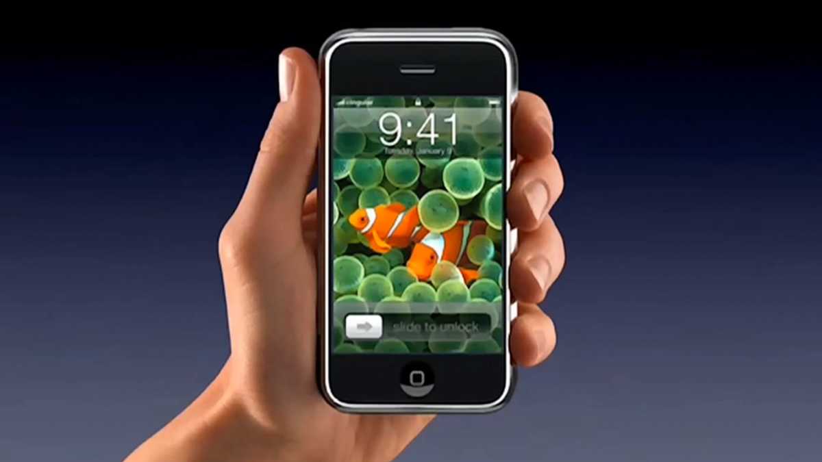"Slide to unlock" auf dem Original iPhone von 2007