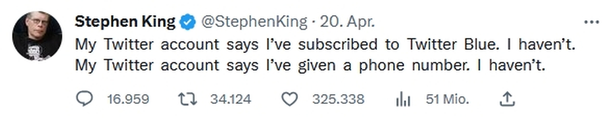 Stephen King auf Twitter