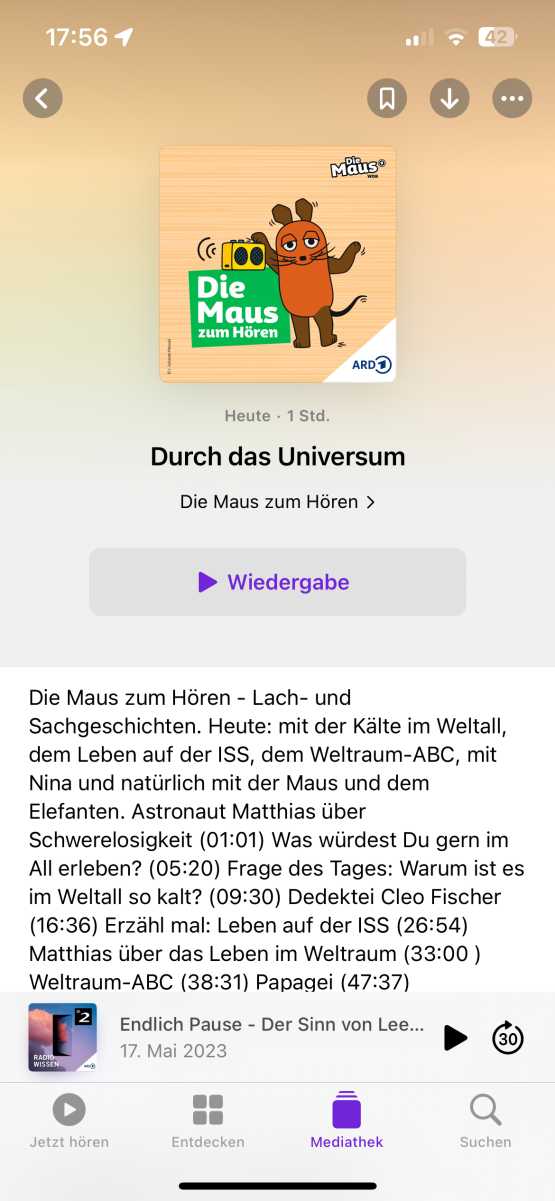 Eine einzelne Episode in der App abspielen