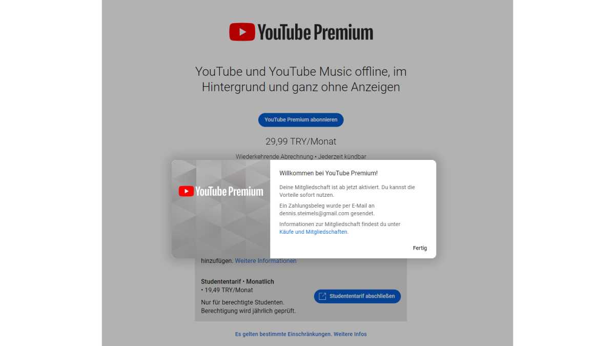 Youtube Premium günstig abgeschlossen