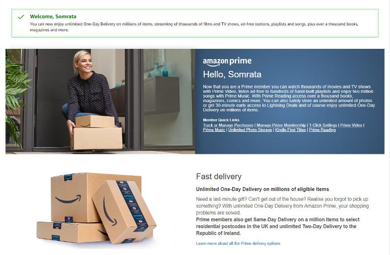 starts to roll out free one-day delivery for Prime members