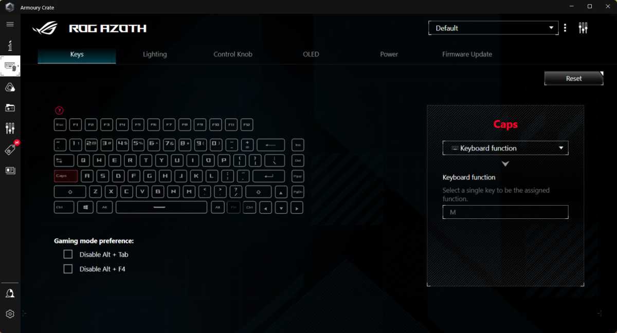 Asus Armoury Crate keyboard settings