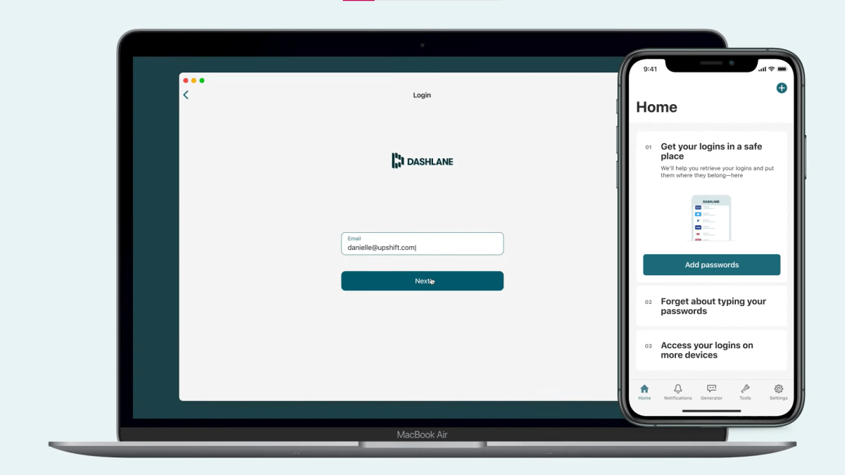 Вход в Dashlane без пароля