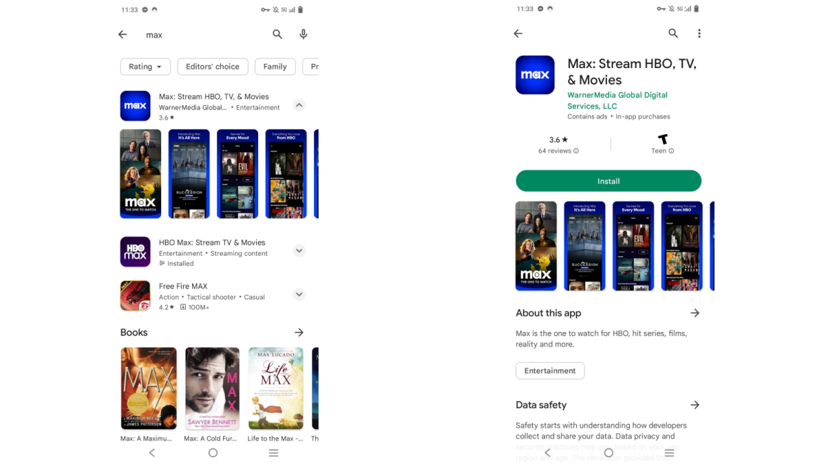 Max screenshots in the Google Play store