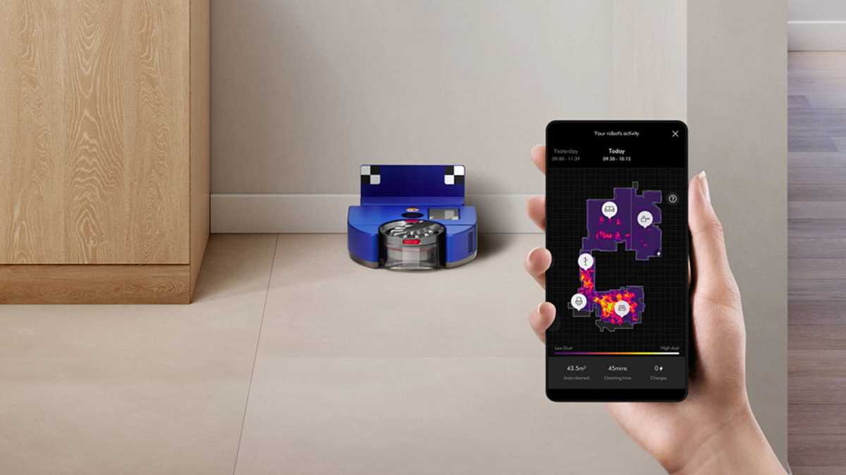 MyDyson app showing dust map of home