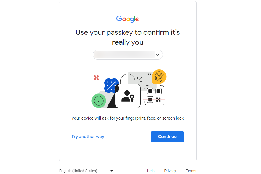 google passkey challenge screen