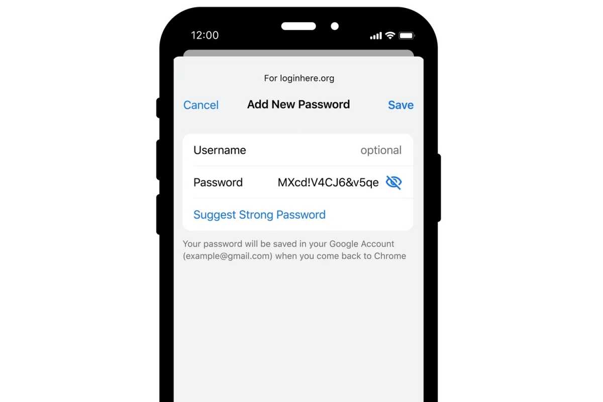 Google strong password suggestion