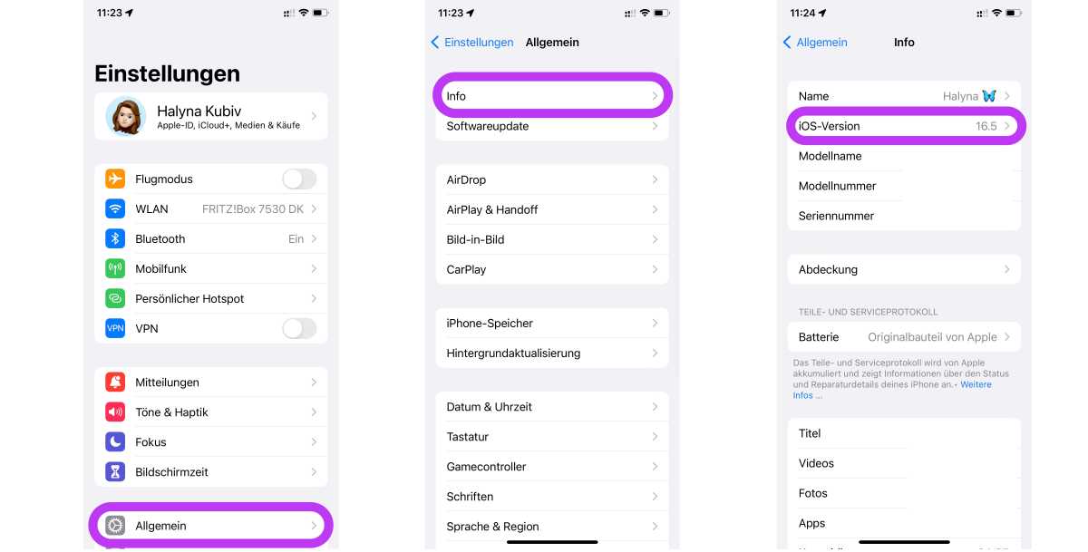 So finden Sie die aktuell installierte iOS-Version heraus.