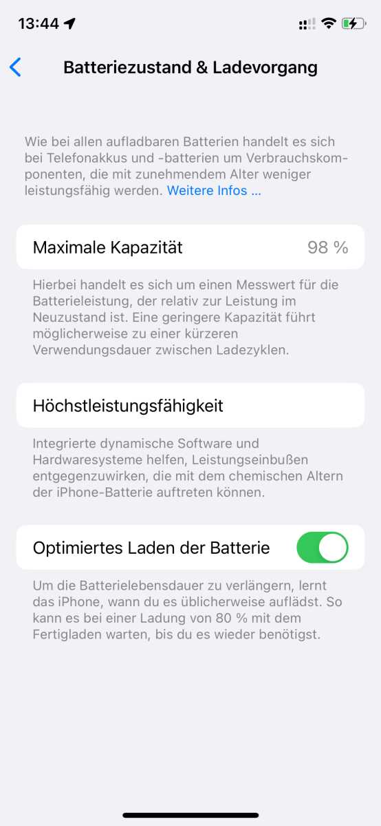 iPhone – Maximale Kapazität des Akkus